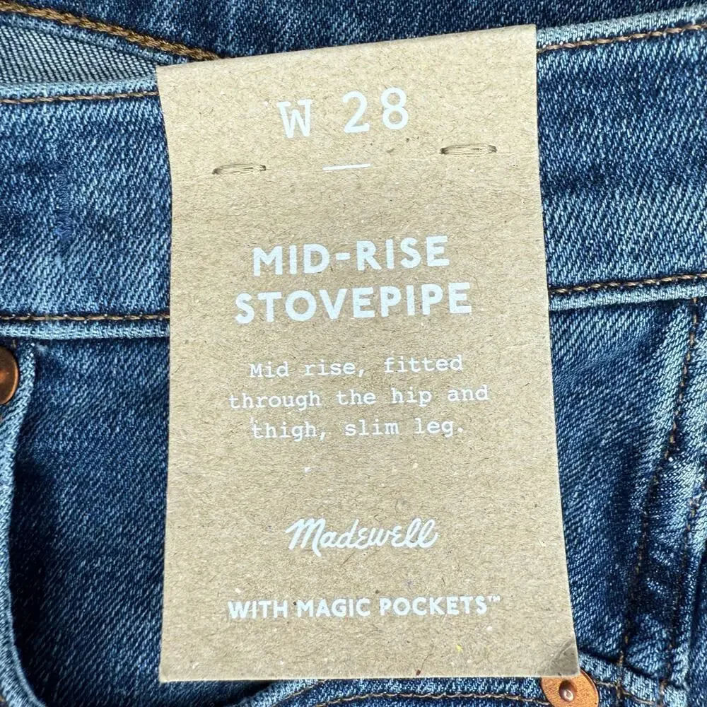 NWT Madewell Stovepipe Jeans Size 28 - Picture 9 of 9